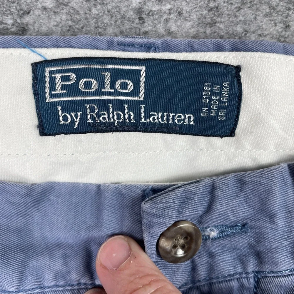 Polo Ralph Lauren Shorts Mens 34 (Fits 34x9) Blue Chino Flat Front Preppy 90s